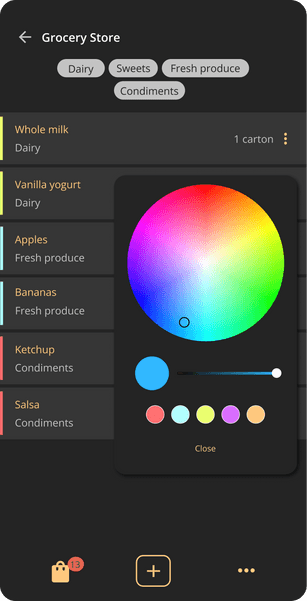 Tag and color code example